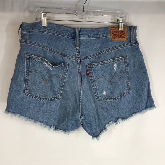 Levi's 501 Denim Cut Off Shorts Distressed Raw Hem Women's Size 32 - Picture 4 of 10